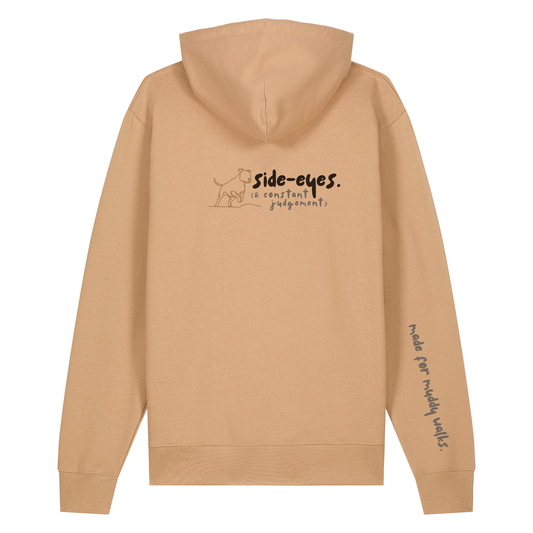 ‘side-eyes (& constant judgement)’ Hoodie 100% organic cotton with breed specific customisation