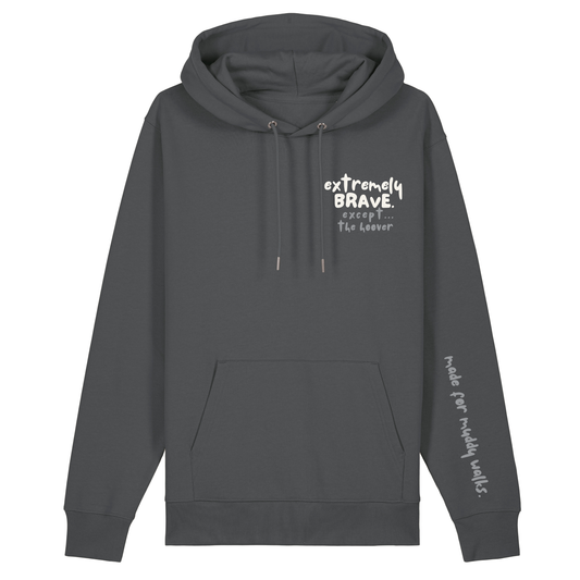Finish Your Slogan ‘extremely brave except…’ personalised Hoodie 100% organic cotton with breed-specific customisation