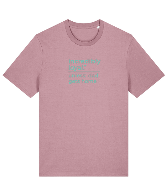 'incredibly loyal' customisable dog owner slogan t-shirt with back detail outline drawing