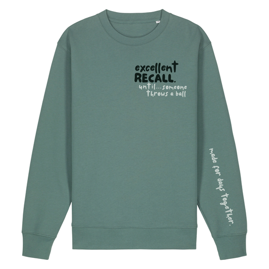 Finish Your Slogan ‘excellent recall until…’ personalised Sweatshirt 100% organic cotton with breed-specific customisation