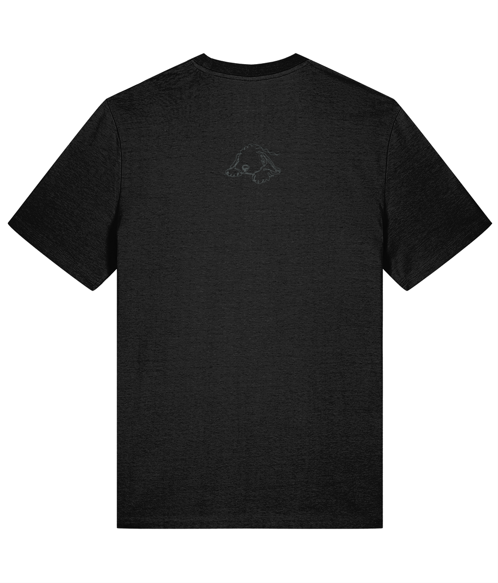 'side-eyes' slogan t-shirt with breed-specific outline