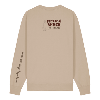 ‘personal space (optional)’ Sweatshirt 100% organic cotton with breed specific customisation