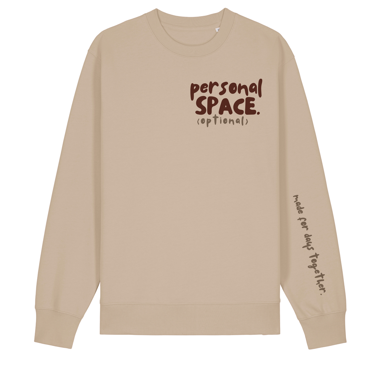 ‘personal space (optional)’ Sweatshirt 100% organic cotton with breed specific customisation