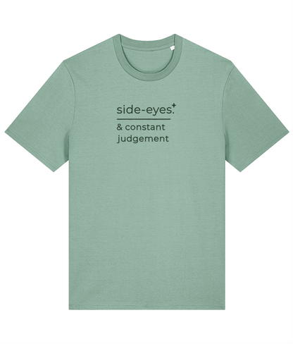 'side-eyes' slogan t-shirt with breed-specific outline
