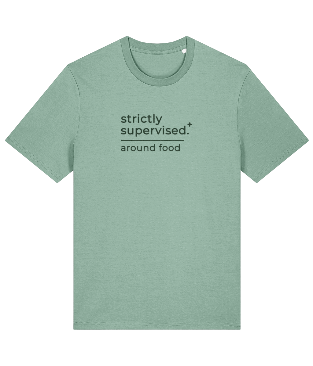 'strictly supervised' slogan t-shirt with breed-specific outline