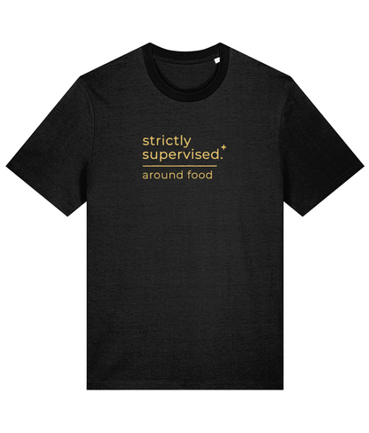 'strictly supervised' slogan t-shirt with breed-specific outline