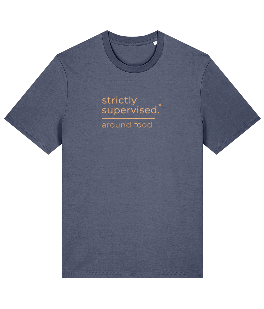 'strictly supervised' slogan t-shirt with breed-specific outline