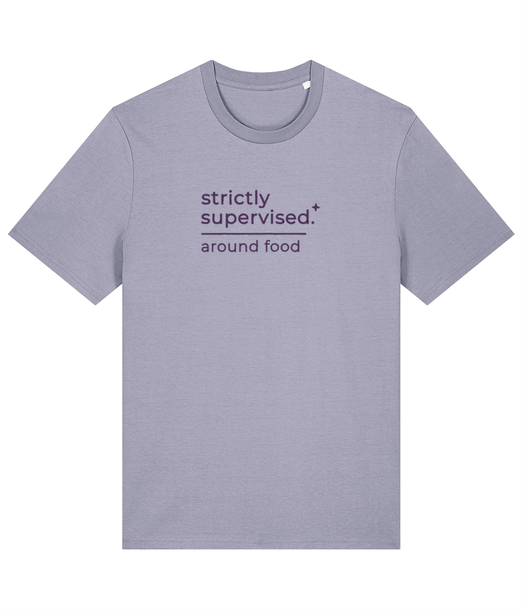 'strictly supervised' slogan t-shirt with breed-specific outline