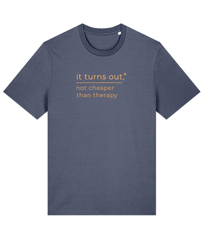 'cheaper than therapy' slogan t-shirt slogan t-shirt with breed-specific outline