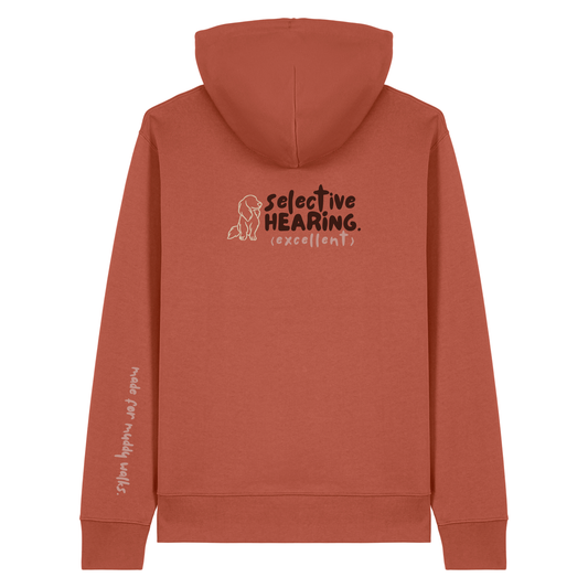 'selective hearing (excellent)’ Hoodie 100% organic cotton with breed specific customisation (Copy)
