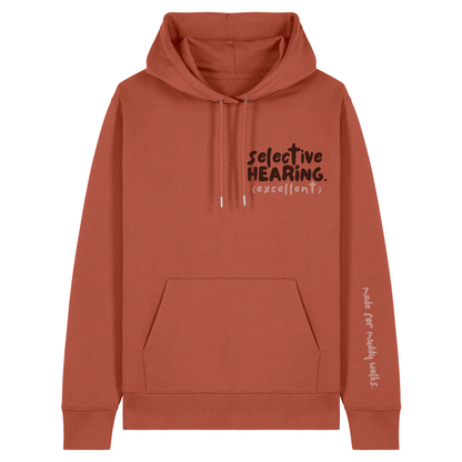 'selective hearing (excellent)’ Hoodie 100% organic cotton with breed specific customisation (Copy)