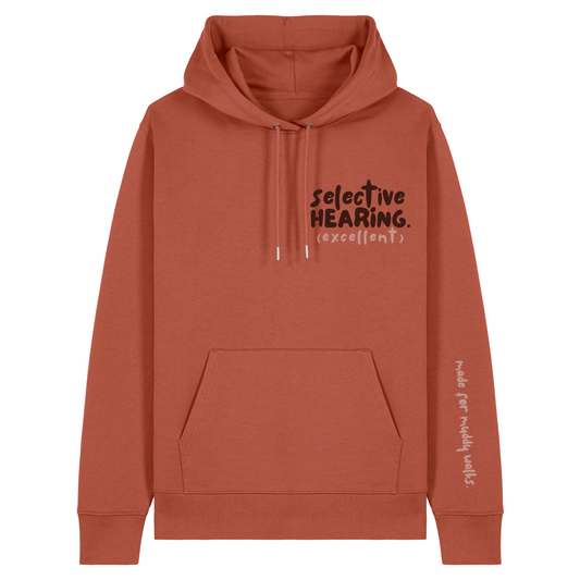 'selective hearing (excellent)’ Hoodie 100% organic cotton with breed specific customisation (Copy)