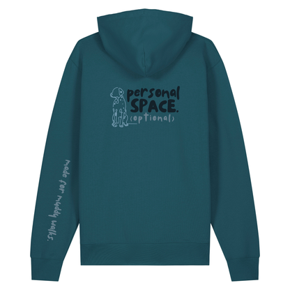 'personal space (optional)’ Hoodie 100% organic cotton with breed specific customisation