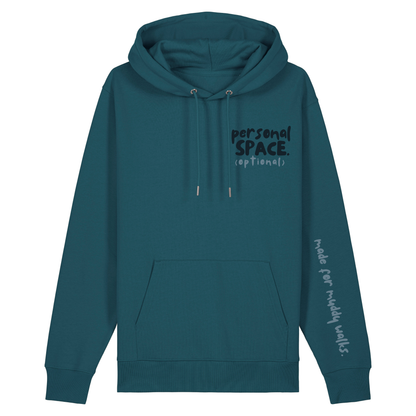 'personal space (optional)’ Hoodie 100% organic cotton with breed specific customisation