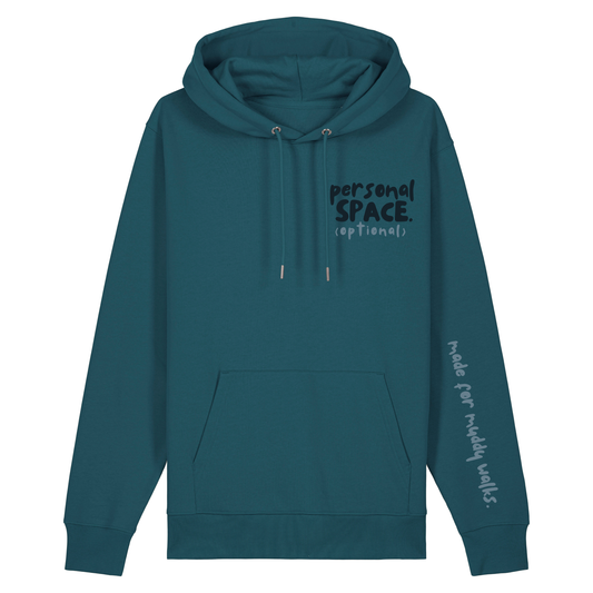 'personal space (optional)’ Hoodie 100% organic cotton with breed specific customisation