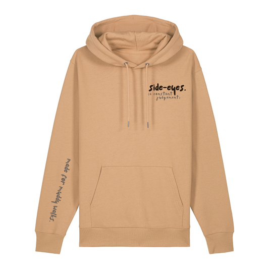 ‘side-eyes (& constant judgement)’ Hoodie 100% organic cotton with breed specific customisation