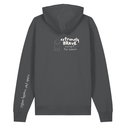 Finish Your Slogan ‘extremely brave except…’ personalised Hoodie 100% organic cotton with breed-specific customisation