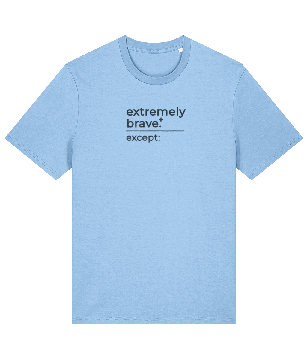'extremely brave' customisable dog owner slogan t-shirt with back detail outline drawing