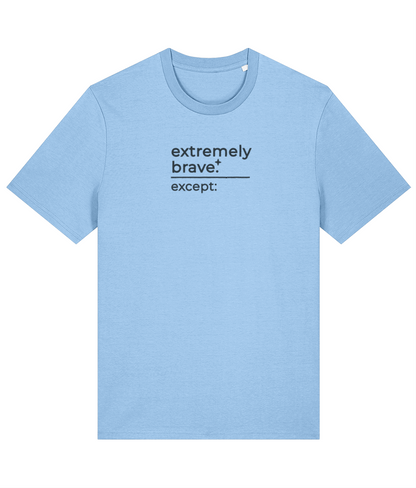 'extremely brave' customisable dog owner slogan t-shirt with back detail outline drawing
