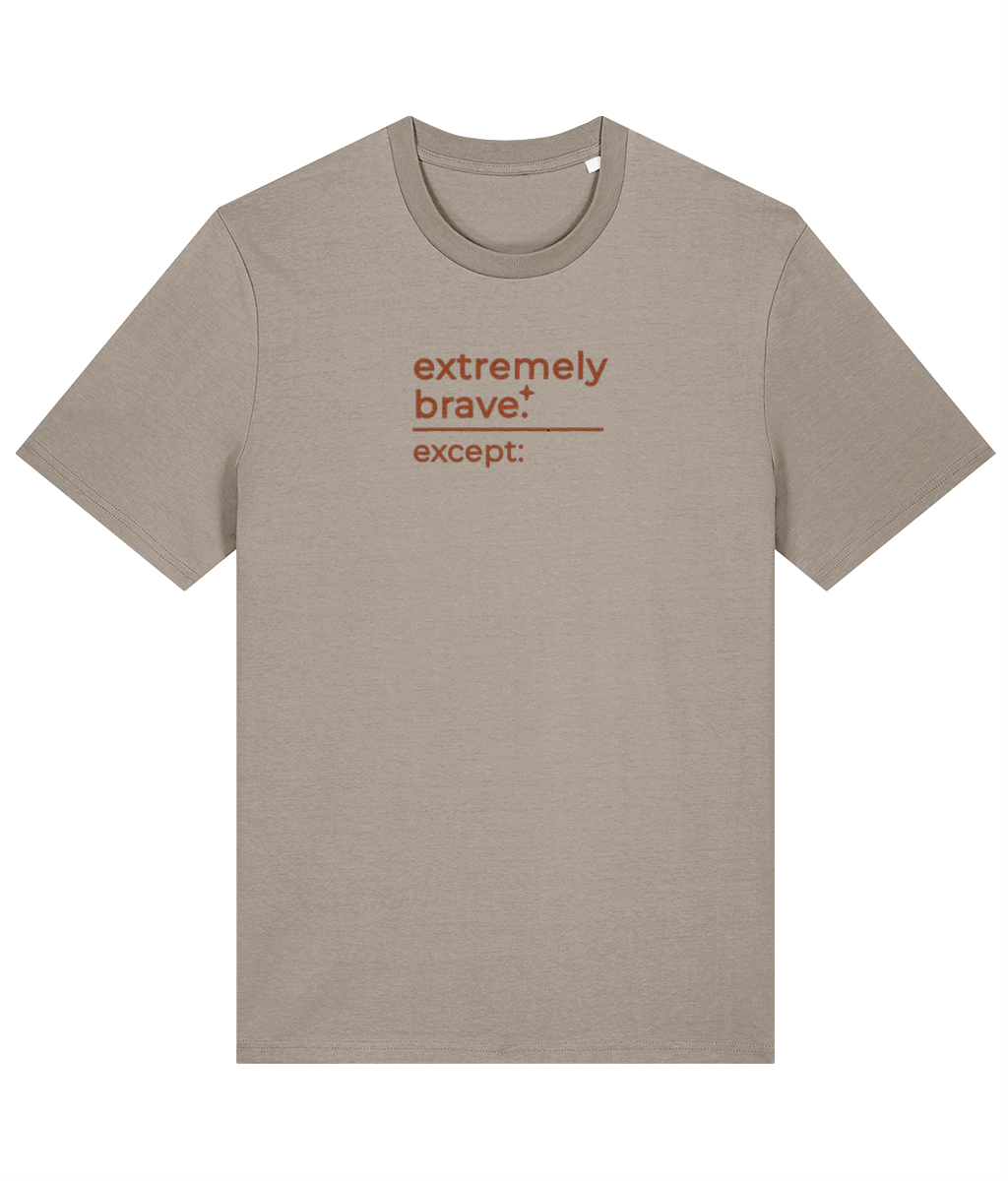 'extremely brave' customisable dog owner slogan t-shirt with back detail outline drawing