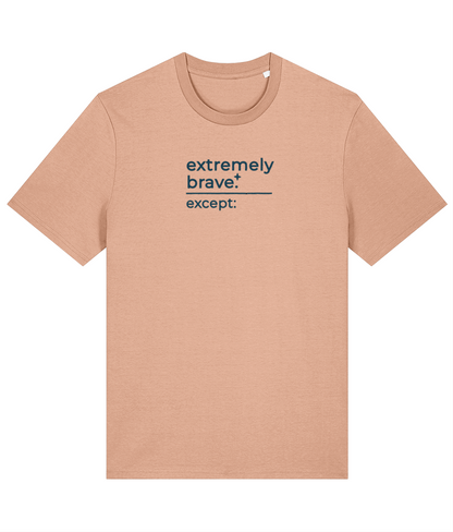 'extremely brave' customisable dog owner slogan t-shirt with back detail outline drawing