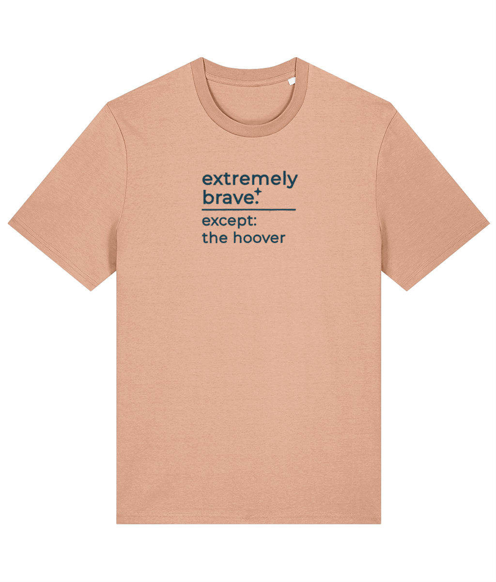 'extremely brave' customisable dog owner slogan t-shirt with back detail outline drawing