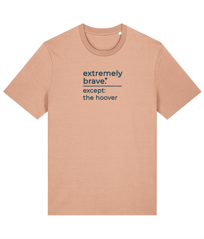 'extremely brave' customisable dog owner slogan t-shirt with back detail outline drawing