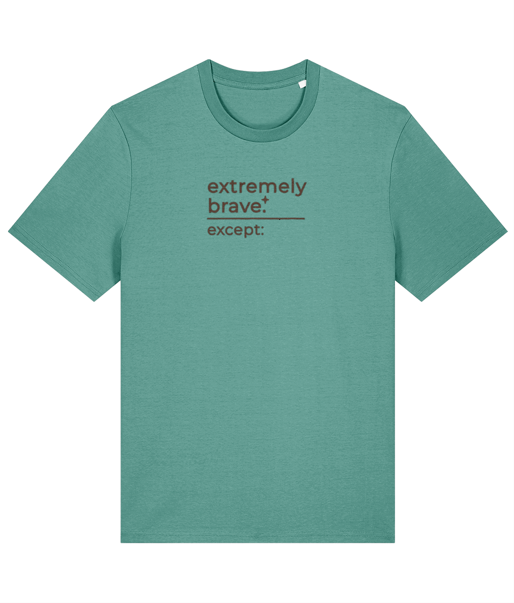 'extremely brave' customisable dog owner slogan t-shirt with back detail outline drawing