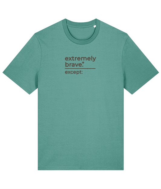 'extremely brave' customisable dog owner slogan t-shirt with back detail outline drawing