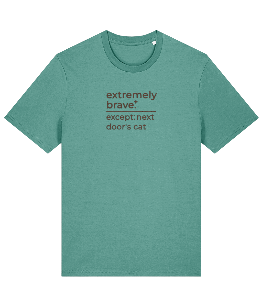 'extremely brave' customisable dog owner slogan t-shirt with back detail outline drawing