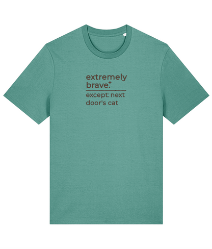 'extremely brave' customisable dog owner slogan t-shirt with back detail outline drawing