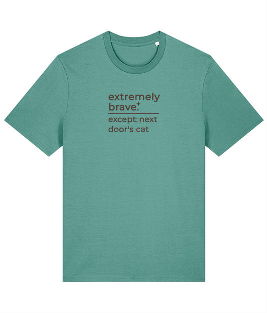 'extremely brave' customisable dog owner slogan t-shirt with back detail outline drawing