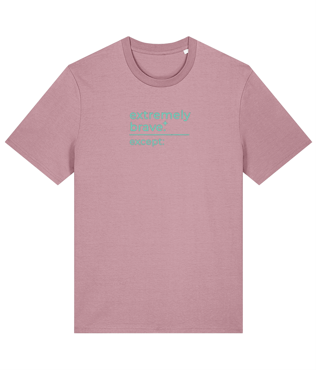 'extremely brave' customisable dog owner slogan t-shirt with back detail outline drawing