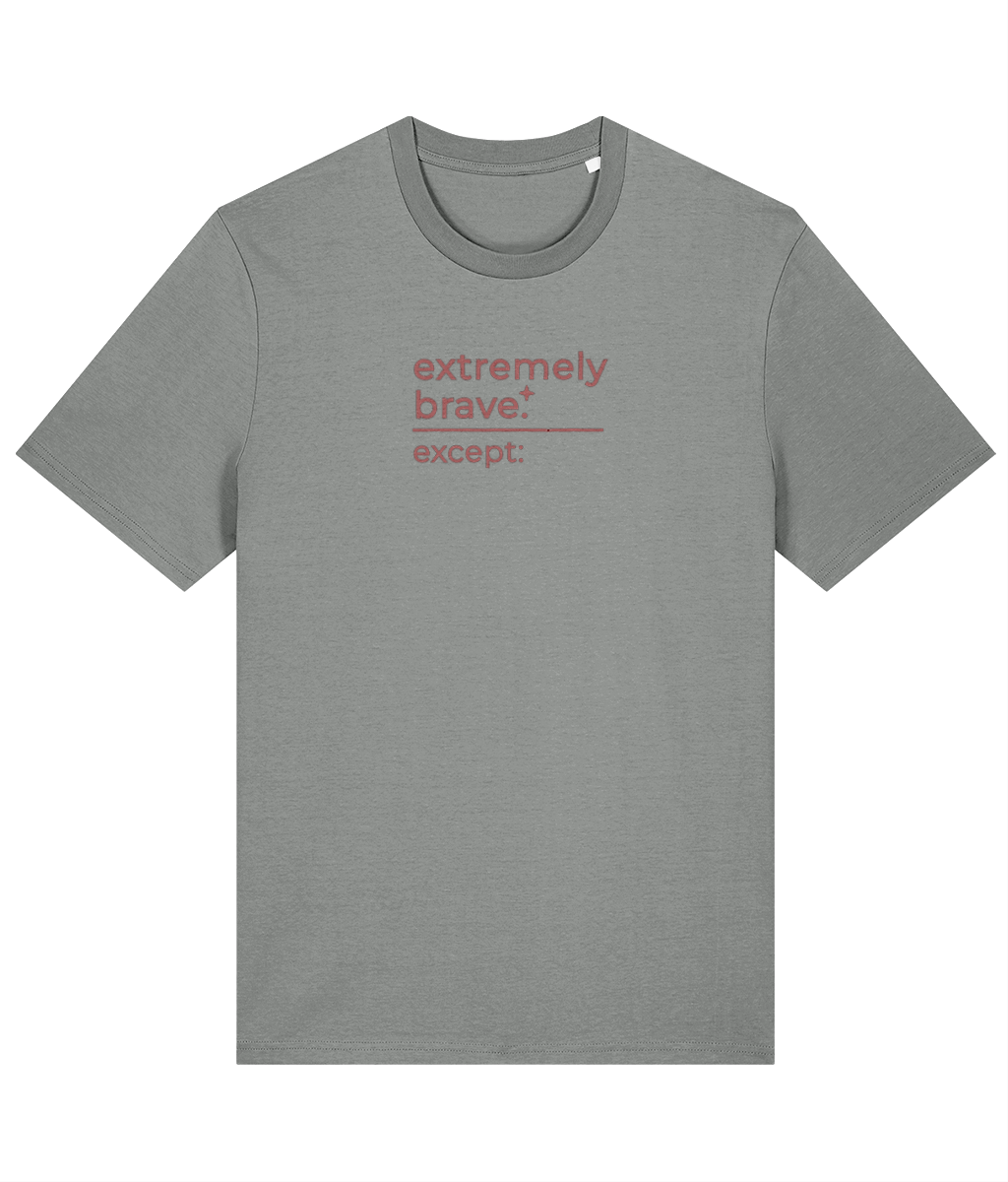 'extremely brave' customisable dog owner slogan t-shirt with back detail outline drawing