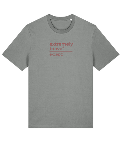 'extremely brave' customisable dog owner slogan t-shirt with back detail outline drawing
