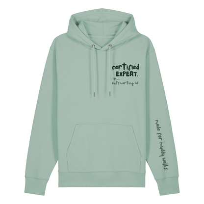 Finish Your Slogan ‘certified expert in…’ personalised Hoodie 100% organic cotton with breed-specific customisation