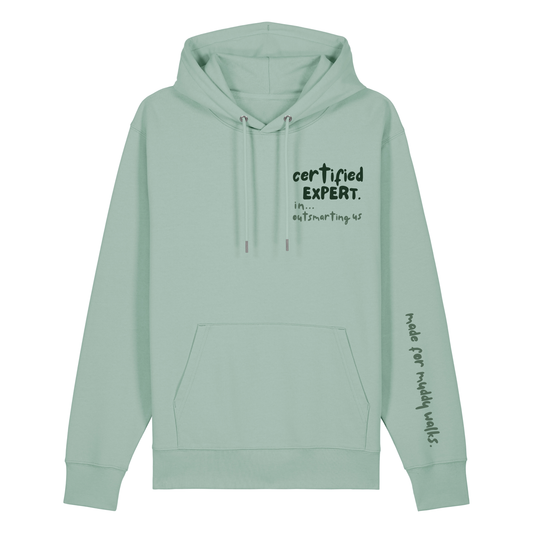 Finish Your Slogan ‘certified expert in…’ personalised Hoodie 100% organic cotton with breed-specific customisation