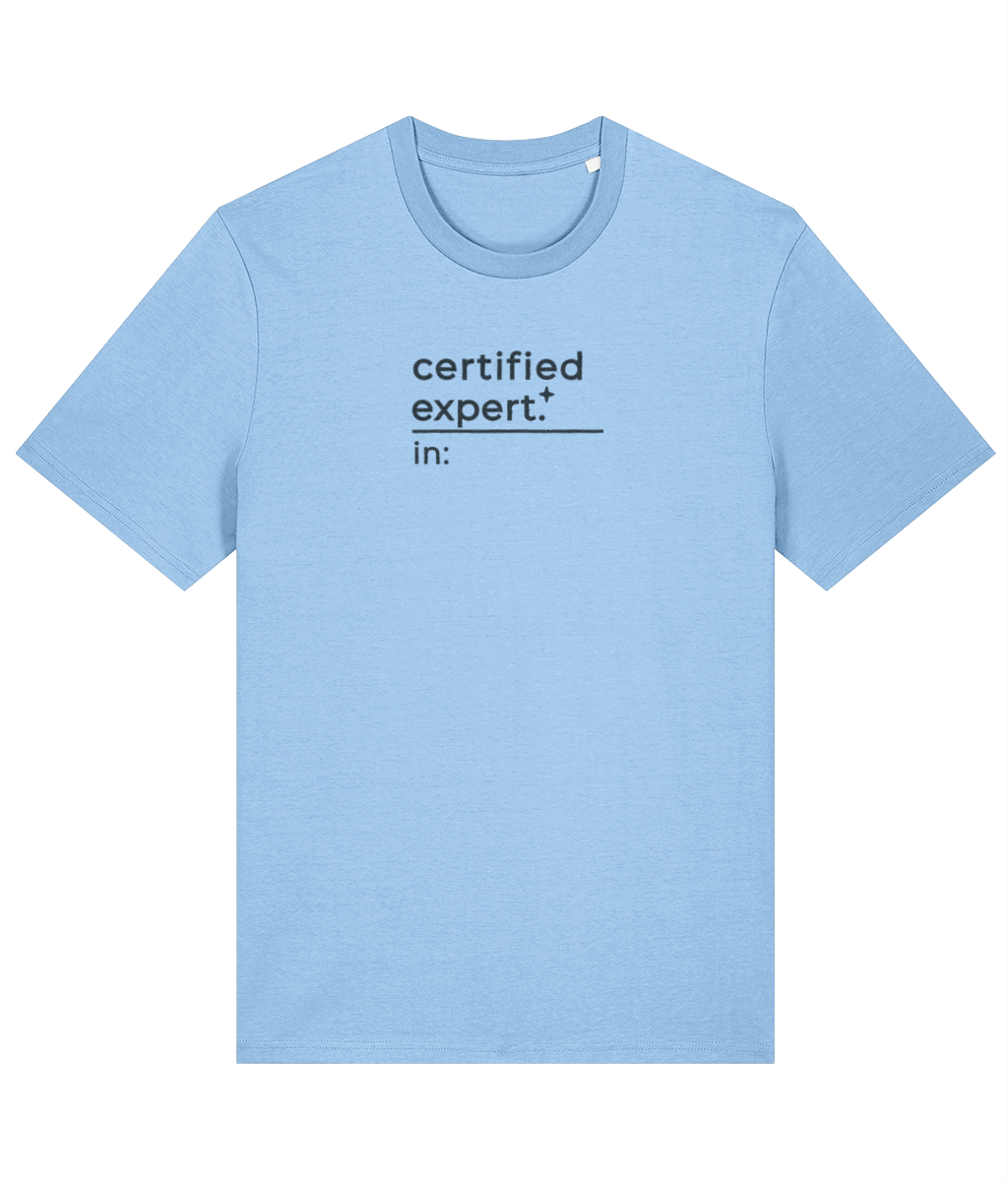 'certified expert' customisable dog owner slogan t-shirt with back detail outline drawing