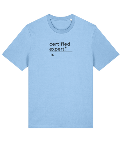 'certified expert' customisable dog owner slogan t-shirt with back detail outline drawing