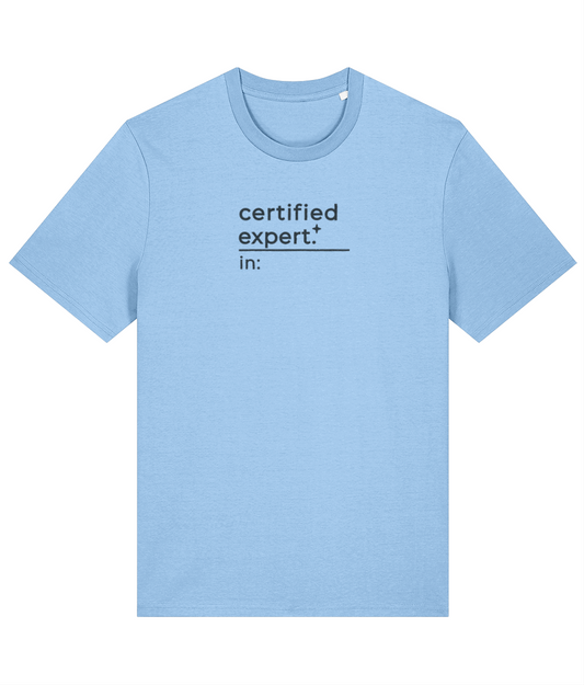 'certified expert' customisable dog owner slogan t-shirt with back detail outline drawing