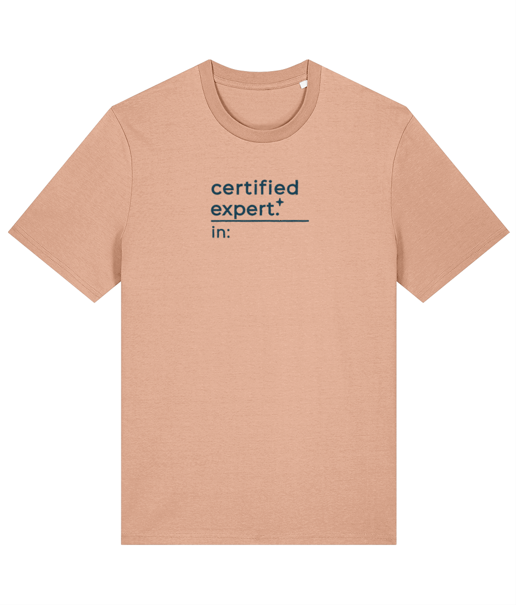 'certified expert' customisable dog owner slogan t-shirt with back detail outline drawing