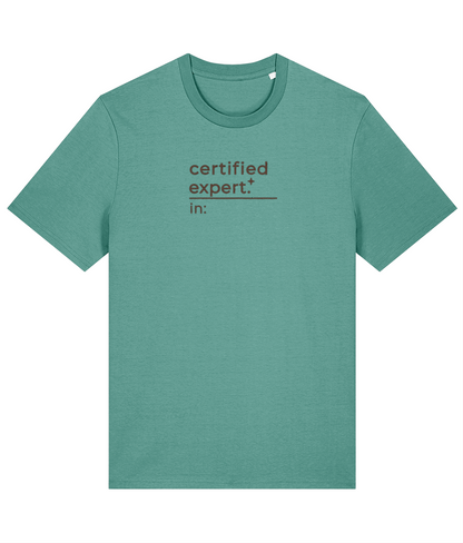 'certified expert' customisable dog owner slogan t-shirt with back detail outline drawing