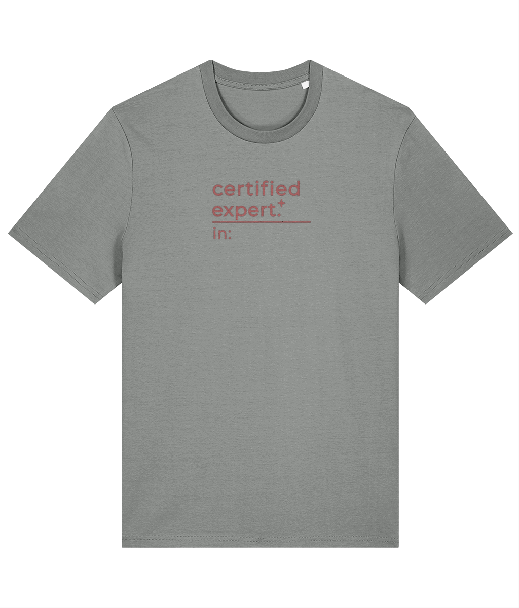 'certified expert' customisable dog owner slogan t-shirt with back detail outline drawing