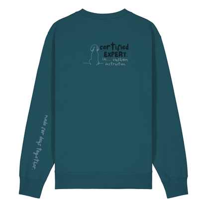 Finish Your Slogan ‘certified expert in…’ personalised Sweatshirt 100% organic cotton with breed-specific customisation