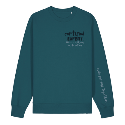 Finish Your Slogan ‘certified expert in…’ personalised Sweatshirt 100% organic cotton with breed-specific customisation