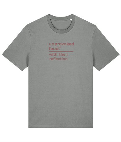 'unprovoked feud' customisable dog owner slogan t-shirt with back detail outline drawing