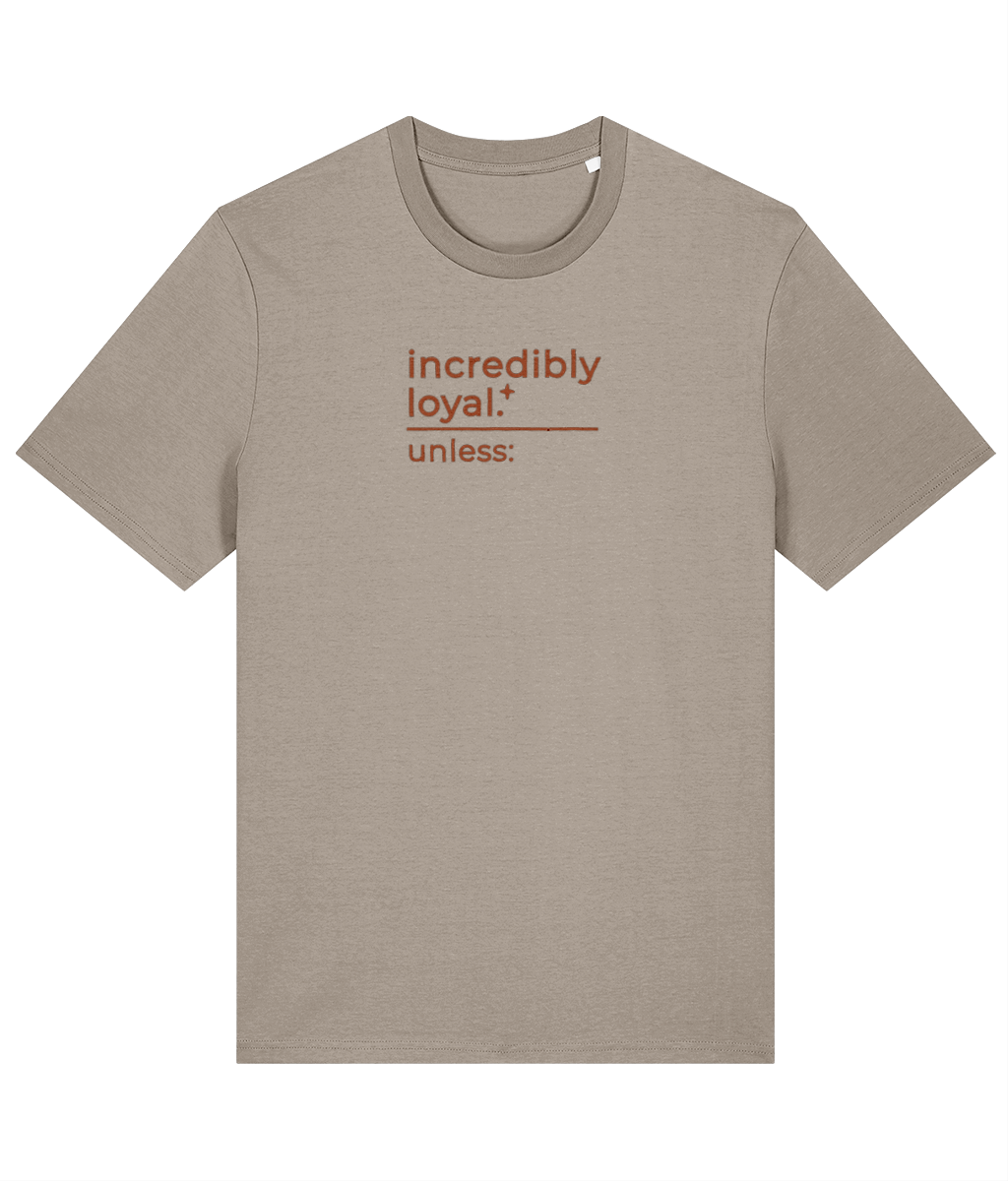 'incredibly loyal' customisable dog owner slogan t-shirt with back detail outline drawing