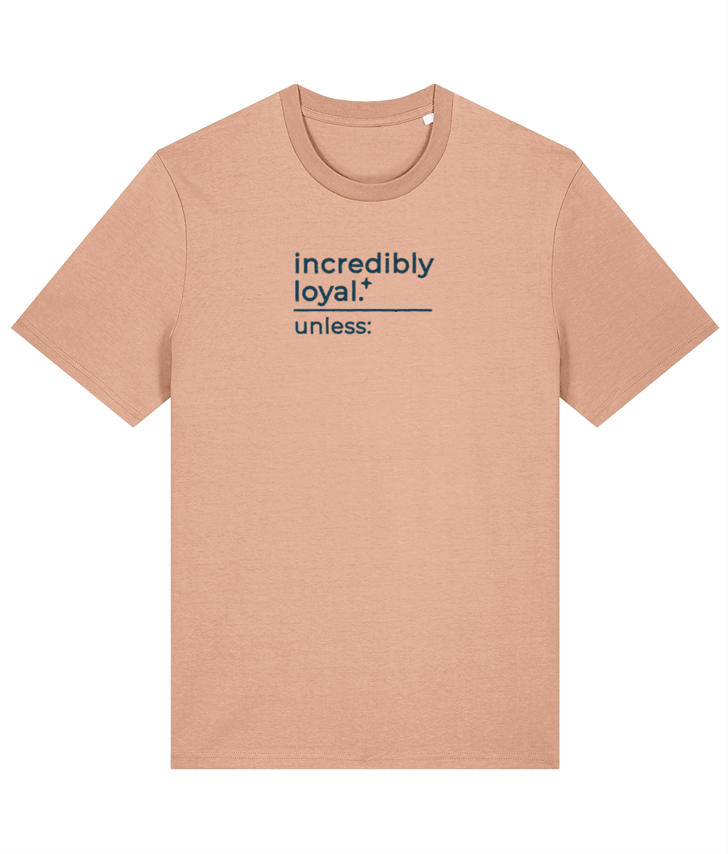 'incredibly loyal' customisable dog owner slogan t-shirt with back detail outline drawing