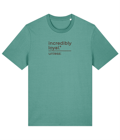'incredibly loyal' customisable dog owner slogan t-shirt with back detail outline drawing