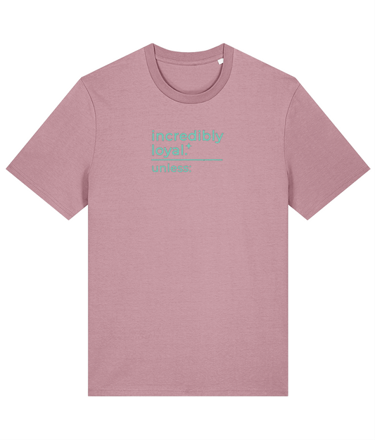 'incredibly loyal' customisable dog owner slogan t-shirt with back detail outline drawing